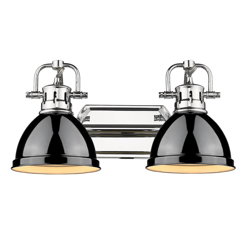 Duncan 2 Light Bath Vanity - Chrome / Black Shades - Golden Lighting