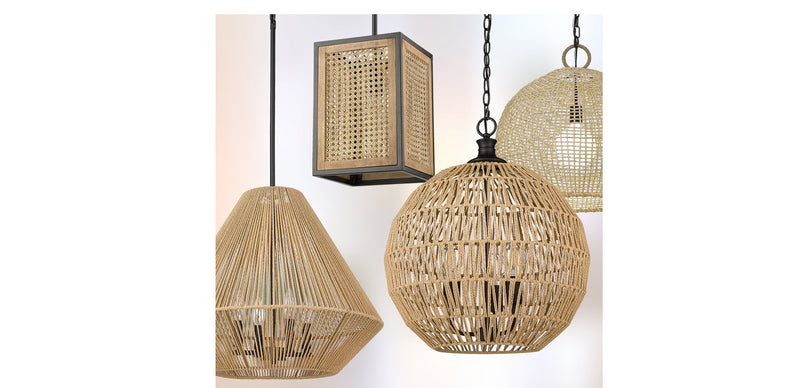 Cane Webbing, Bamboo, & Rattan Artisan Lights