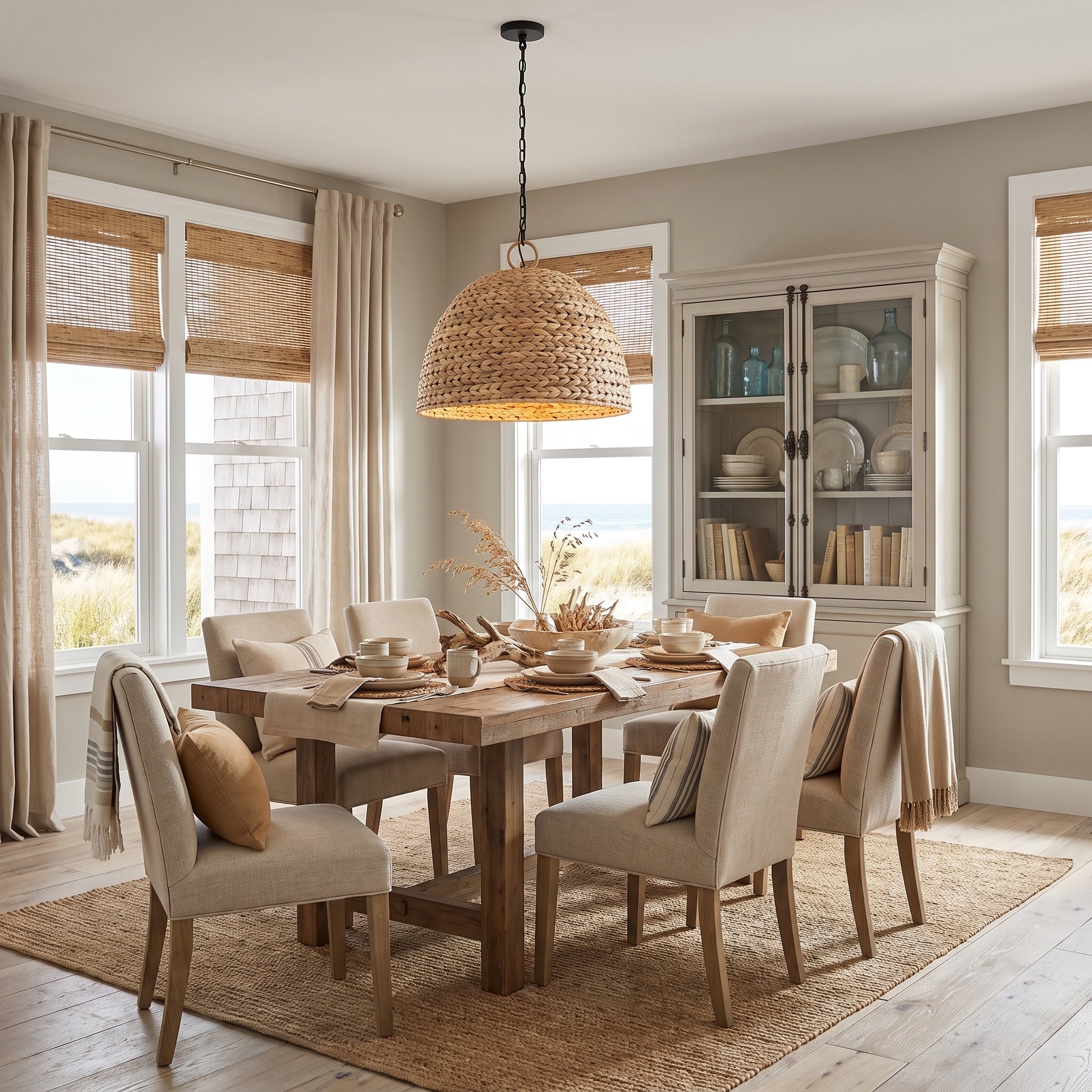 Rue Collection by Golden Lighting, AI-visualized dining room scene