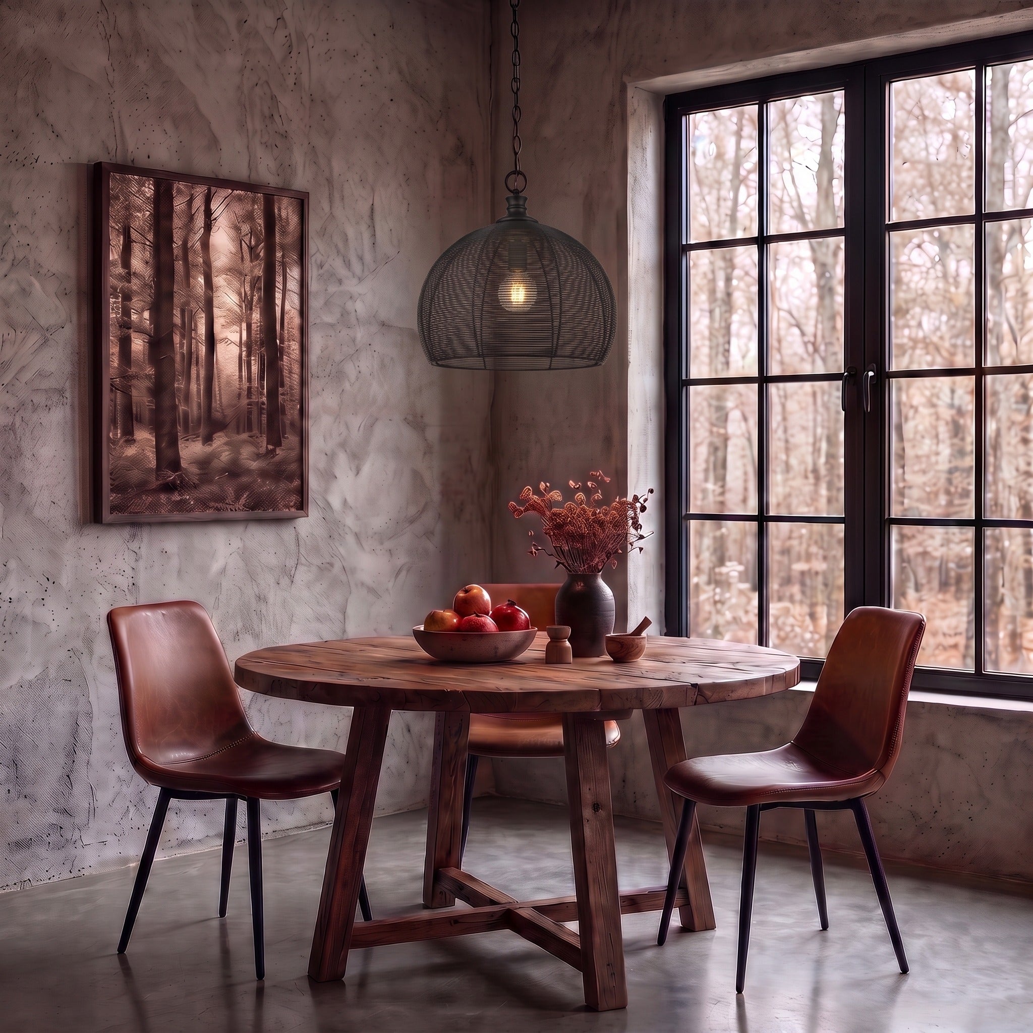 Calypso 1-light Pendant in Matte Black, AI-visualized kitchen scene - Golden Lighting