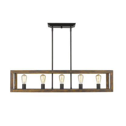 Sutton 5 Light Linear Pendant in Matte Black - - Golden Lighting