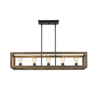 Sutton 5 Light Linear Pendant in Matte Black - Matte Black / No Shade / N/A - Golden Lighting