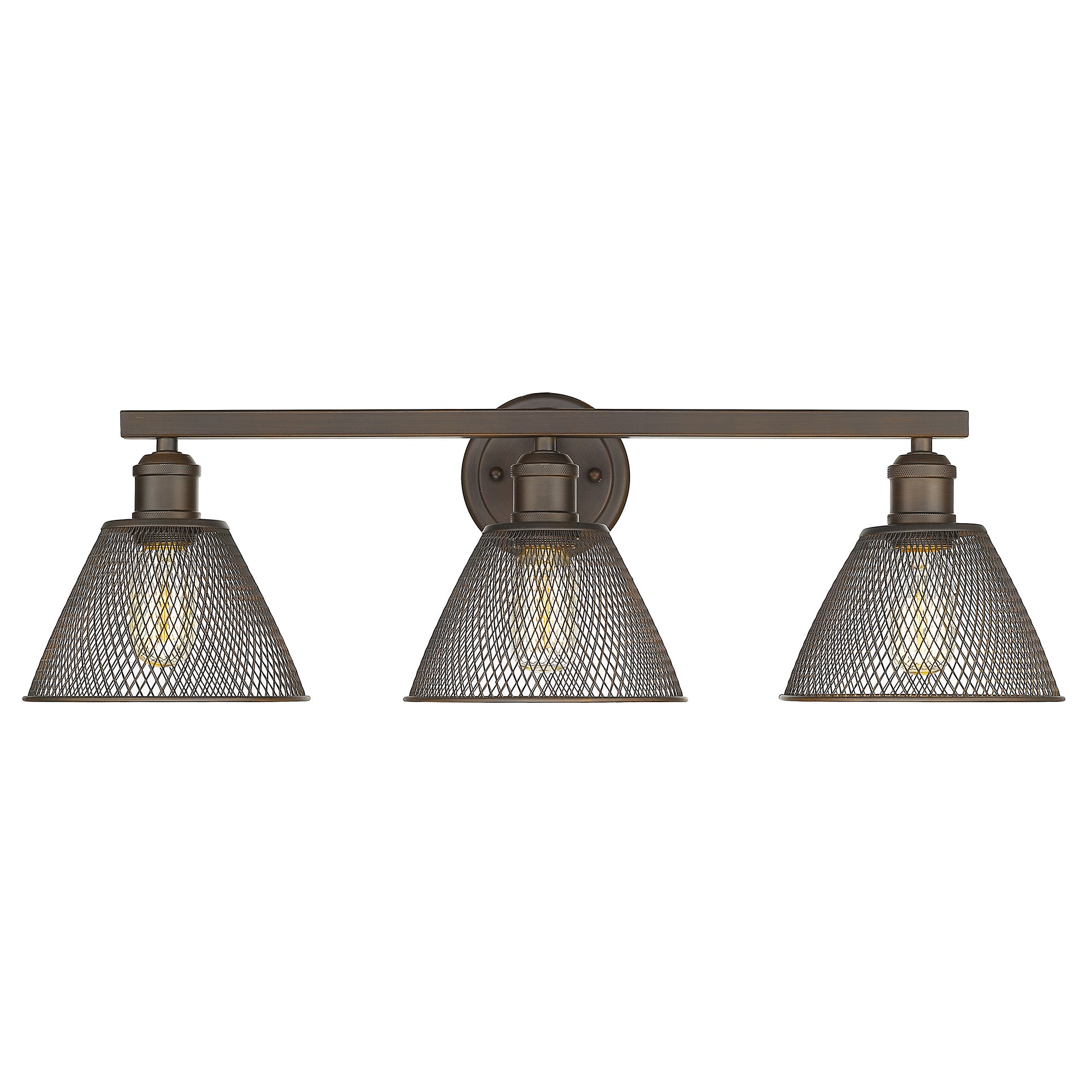 Carver 3-Light Bath Vanity in Rubbed Bronze with Rubbed Bronze - Default Title - Golden Lighting