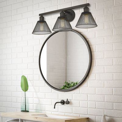 Yep by Golden Lighting Carver 3-light Vanity in Rubbed Bronze and Rubbed Bronze shade - - Golden Lighting