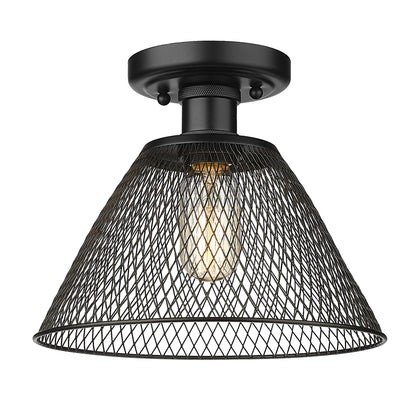 Yep by Golden Lighting Carver 1-light Semi-Flush Mount in Matte Black - Default Title - Golden Lighting