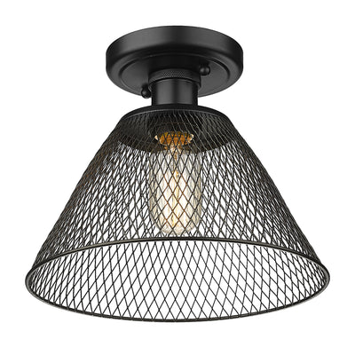 Yep by Golden Lighting Carver 1-light Semi-Flush Mount in Matte Black - - Golden Lighting