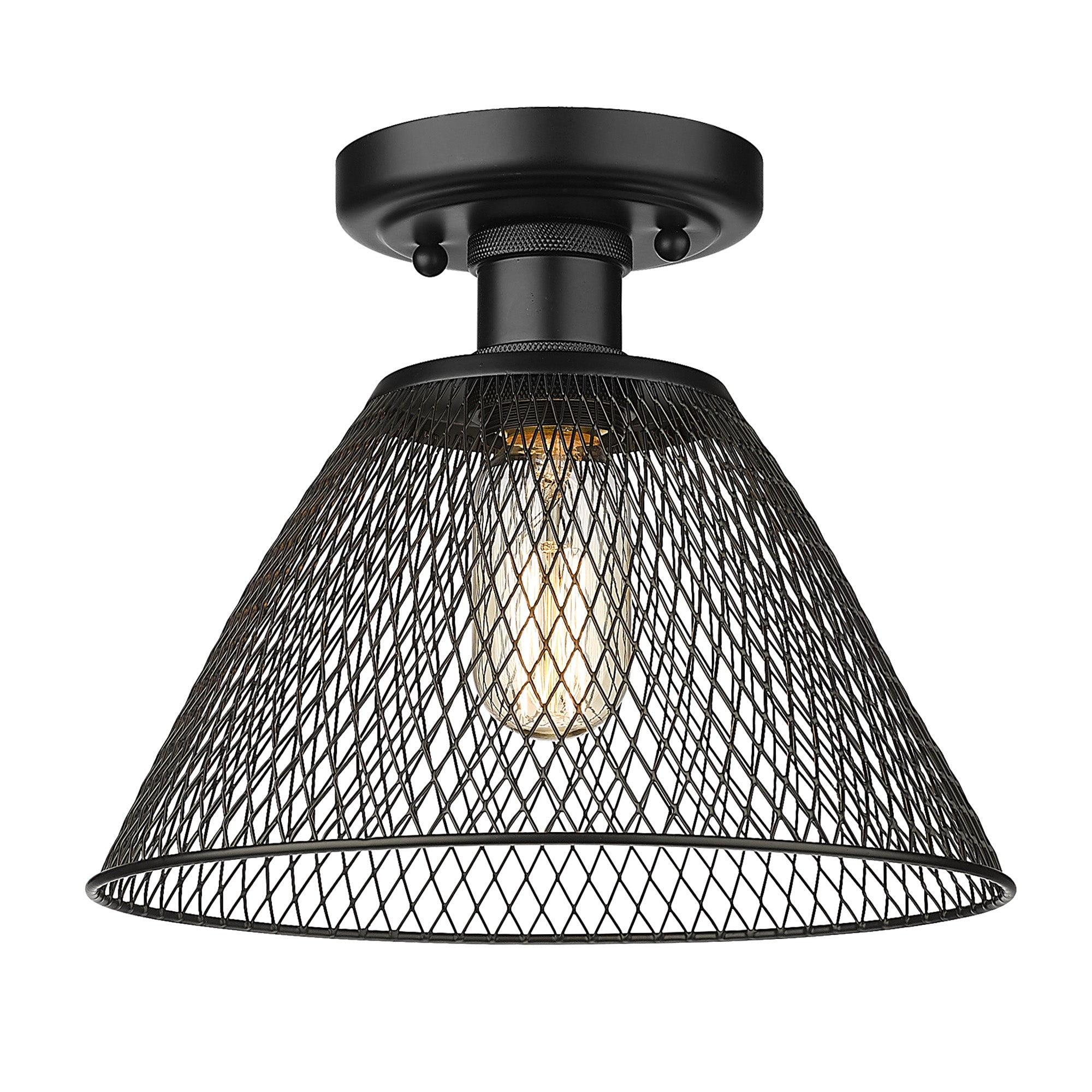 Carver BLK Semi-Flush in Matte Black - - Golden Lighting