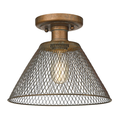 Yep by Golden Lighting Carver 1-light Semi-Flush Mount in Copper Patina - Default Title - Golden Lighting