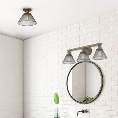 Yep by Golden Lighting Carver 1-light Semi-Flush Mount in Copper Patina - - Golden Lighting