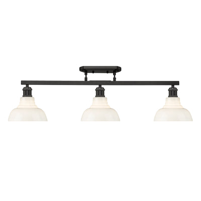 Yep by Golden Lighting Carver 3-light Semi-Flush Mount in Matte Black and Vintage Milk Glass - - Golden Lighting