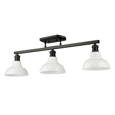 Yep by Golden Lighting Carver 3-light Semi-Flush Mount in Matte Black and Vintage Milk Glass - - Golden Lighting