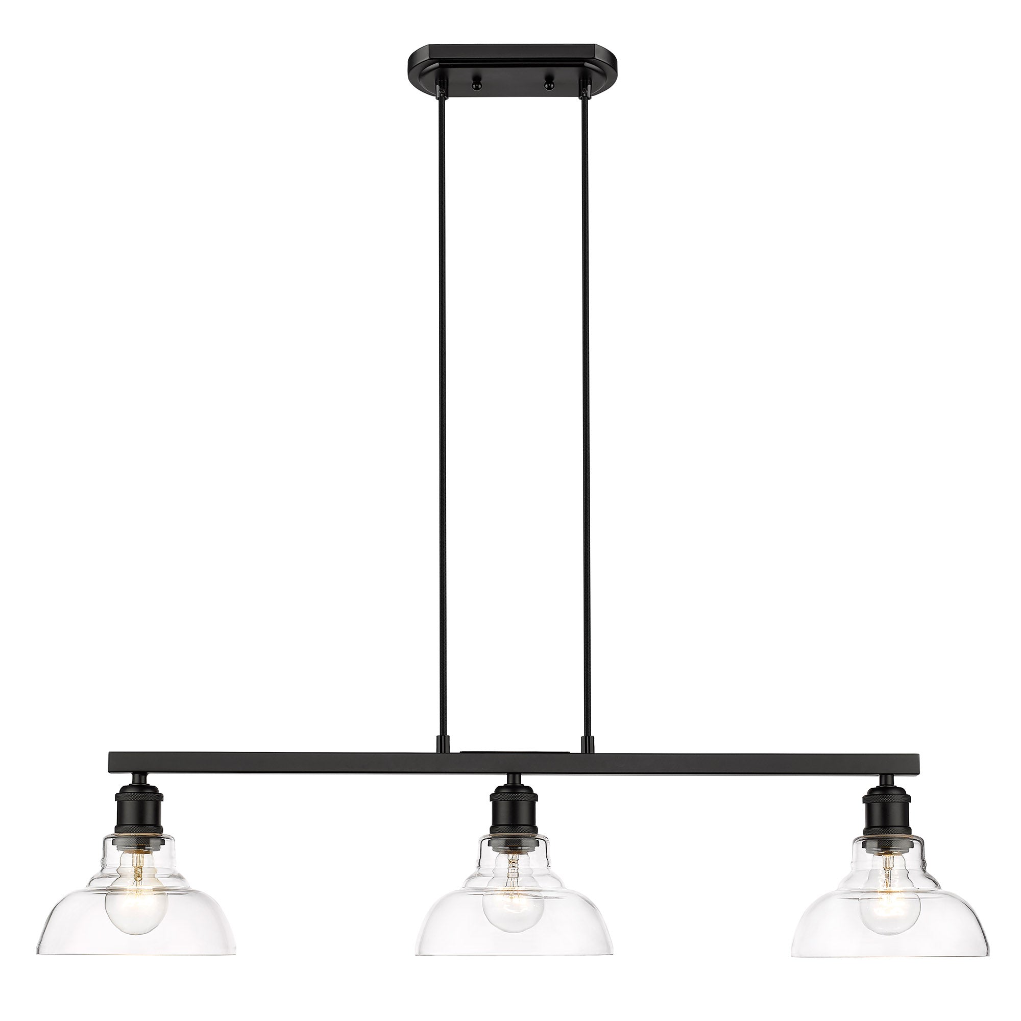 Yep by Golden Lighting Carver 3-light Semi-Flush Mount in Matte Black and Clear Glass - - Golden Lighting