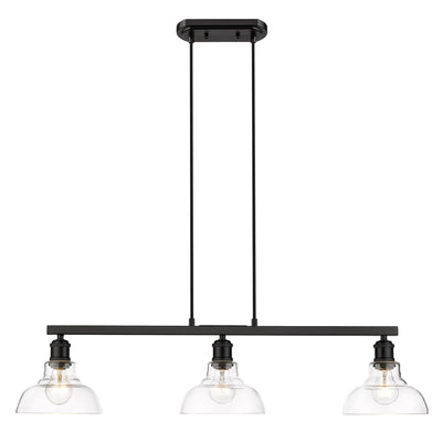 Yep by Golden Lighting Carver 3-light Semi-Flush Mount in Matte Black and Clear Glass - - Golden Lighting