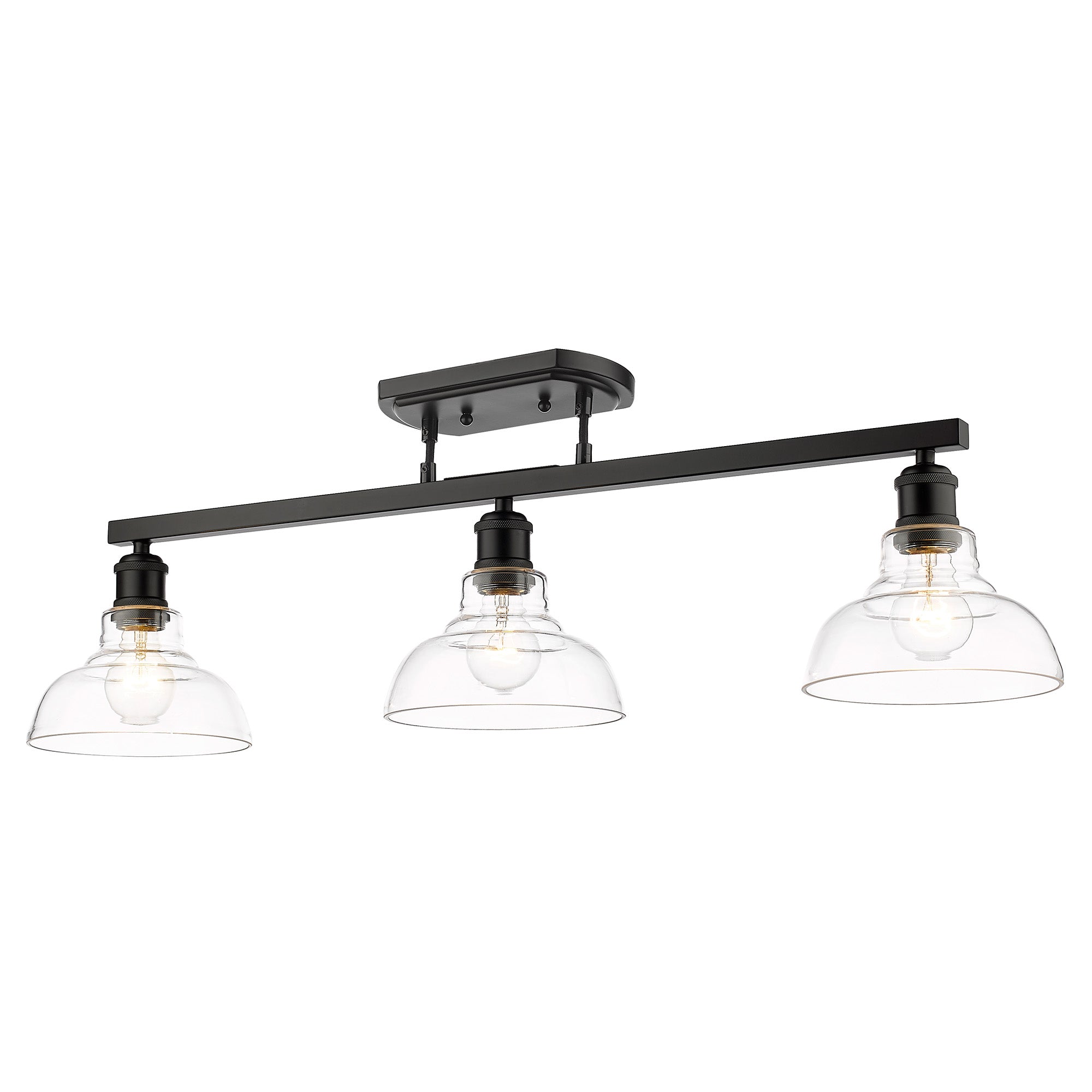 Yep by Golden Lighting Carver 3-light Semi-Flush Mount in Matte Black and Clear Glass