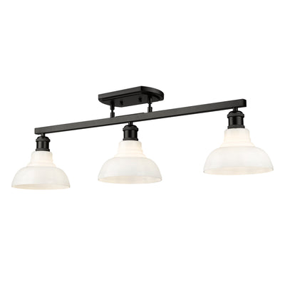 Yep by Golden Lighting Carver 3-light Semi-Flush Mount in Matte Black and Vintage Milk Glass - Default Title - Golden Lighting