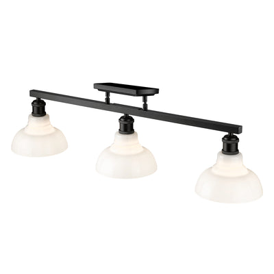 Yep by Golden Lighting Carver 3-light Semi-Flush Mount in Matte Black and Vintage Milk Glass - - Golden Lighting