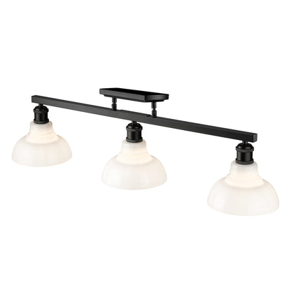 Yep by Golden Lighting Carver 3-light Semi-Flush Mount in Matte Black and Vintage Milk Glass - - Golden Lighting