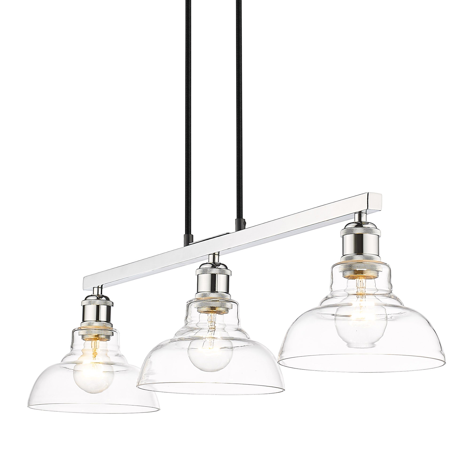 Carver 3-Light Semi-Flush in Chrome - Chrome / Clear Glass / Clear - Golden Lighting