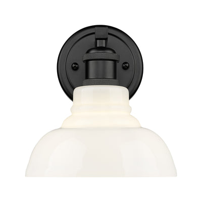 Yep by Golden Lighting Carver 1-light Vanity in Matte Black and Vintage Milk Glass - - Golden Lighting