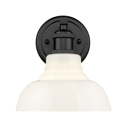 Yep by Golden Lighting Carver 1-light Vanity in Matte Black and Vintage Milk Glass - - Golden Lighting