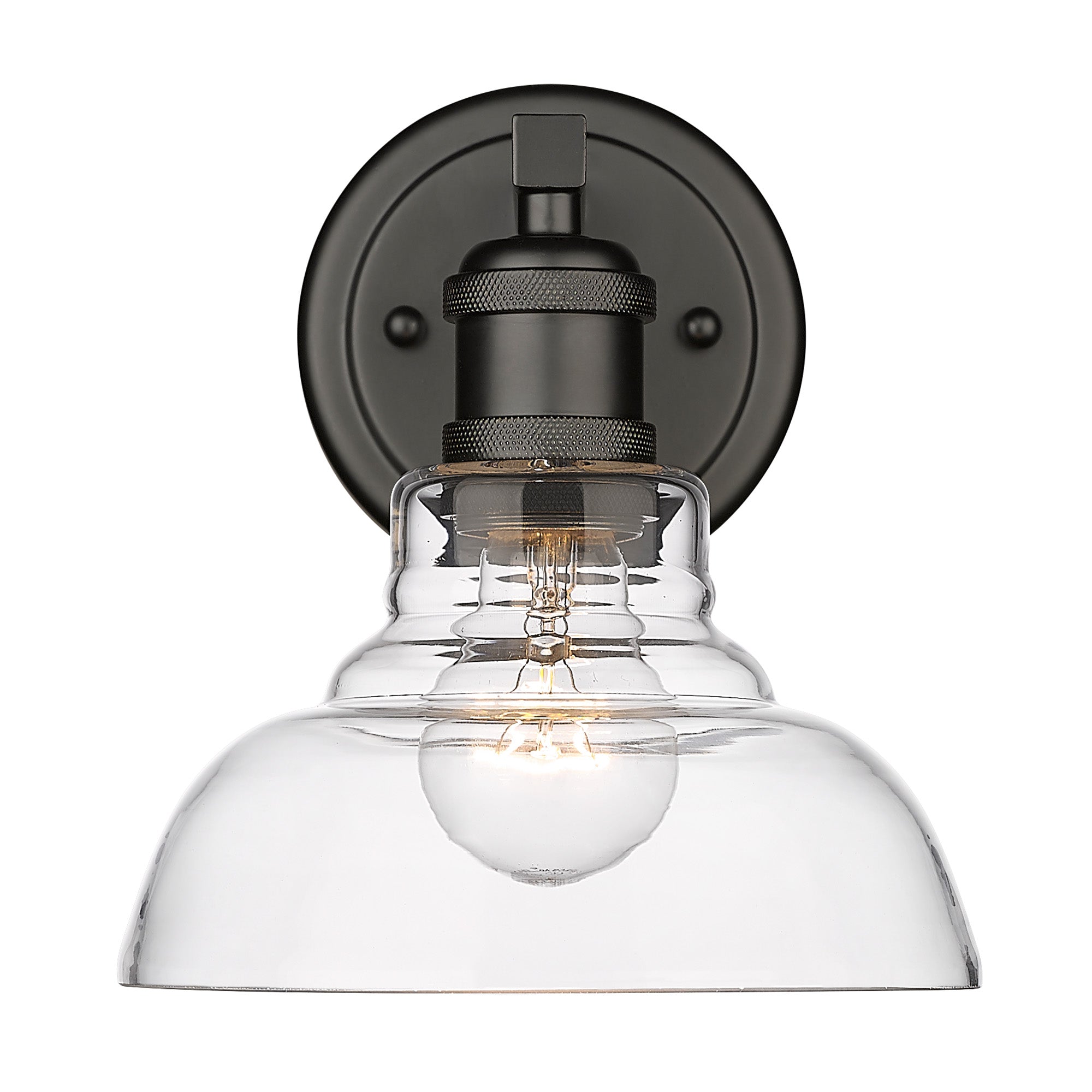 Yep by Golden Lighting Carver 1-light Vanity in Matte Black and Clear Glass