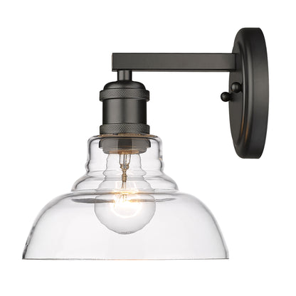 Carver BLK 1 Light Bath Vanity in Matte Black with Clear Glass Shade - Default Title - Golden Lighting
