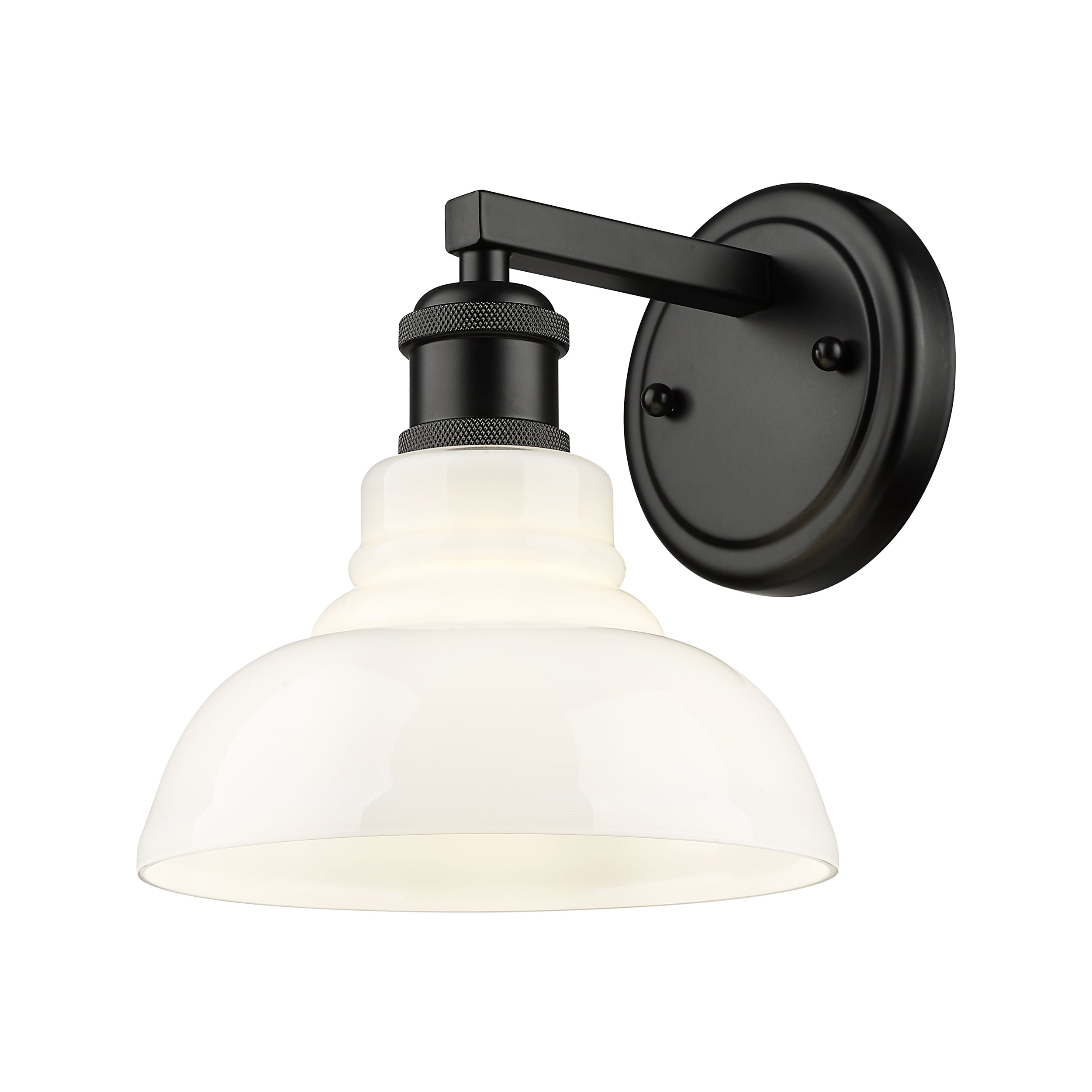 Yep by Golden Lighting Carver 1-light Vanity in Matte Black and Vintage Milk Glass