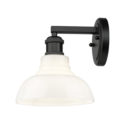 Yep by Golden Lighting Carver 1-light Vanity in Matte Black and Vintage Milk Glass - - Golden Lighting