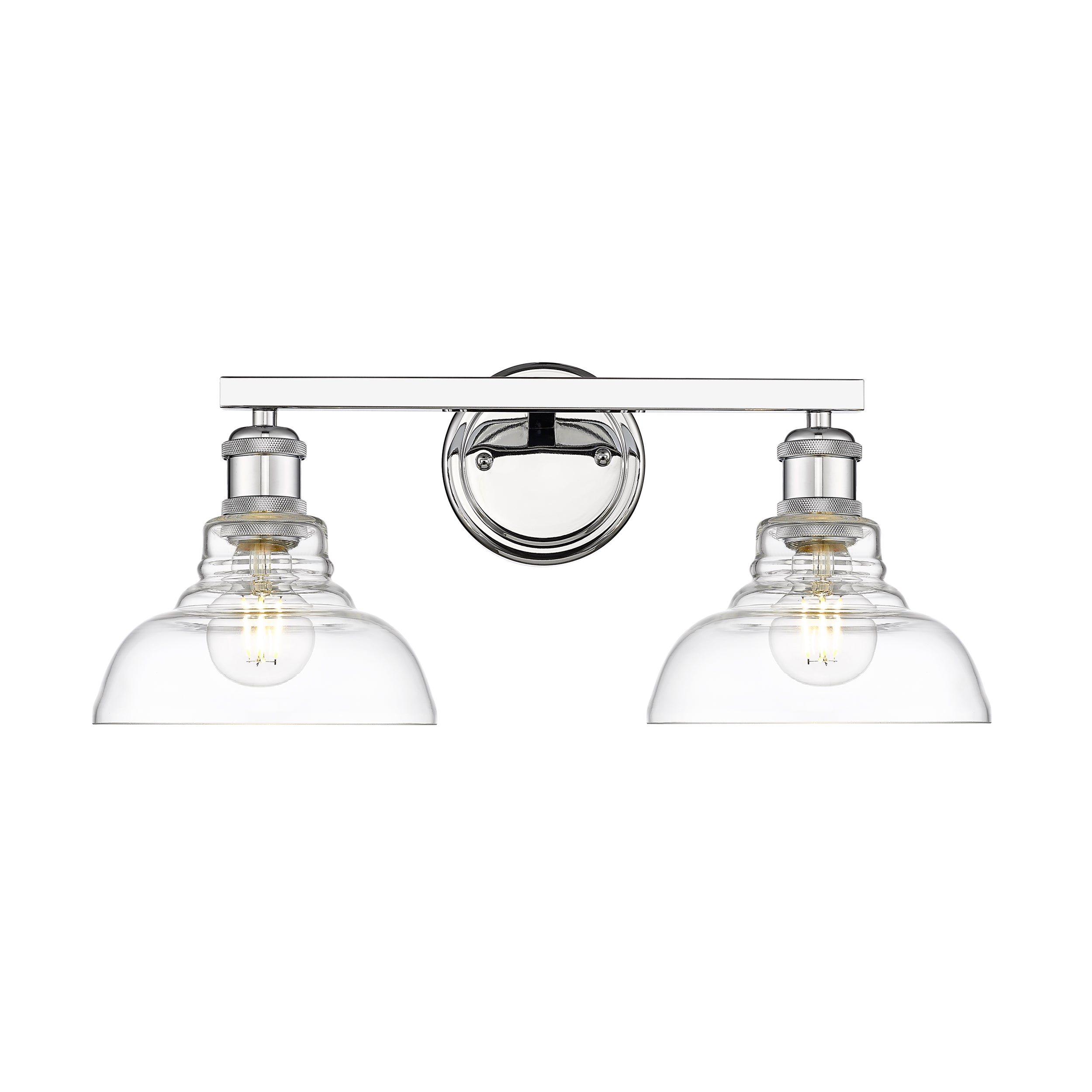 Carver 2-Light Vanity Light in Chrome with Clear Glass - Chrome / Clear Glass / Clear - Golden Lighting