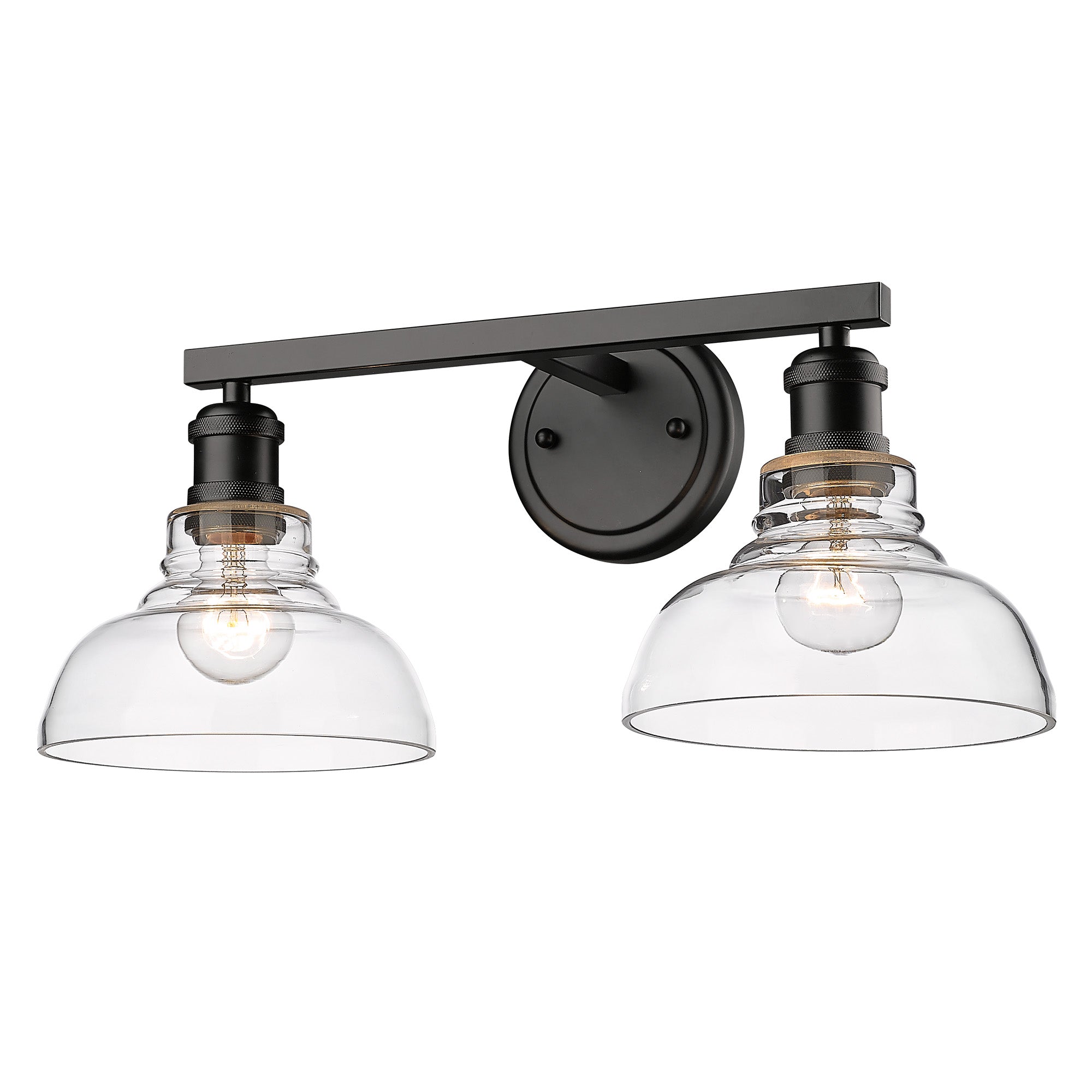 Yep by Golden Lighting Carver 2-light Vanity in Matte Black and Clear Glass - Default Title - Golden Lighting