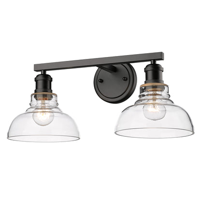 Yep by Golden Lighting Carver 2-light Vanity in Matte Black and Clear Glass - Default Title - Golden Lighting