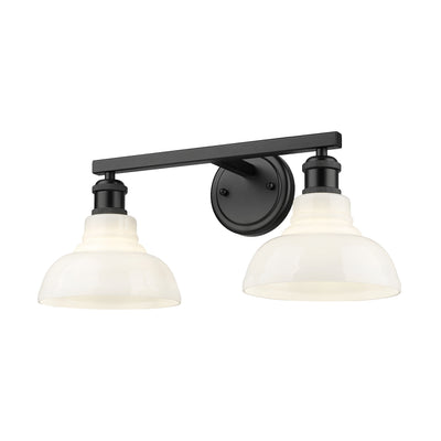 Yep by Golden Lighting Carver 2-light Vanity in Matte Black and Vintage Milk Glass - Default Title - Golden Lighting