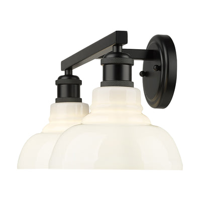 Yep by Golden Lighting Carver 2-light Vanity in Matte Black and Vintage Milk Glass - - Golden Lighting