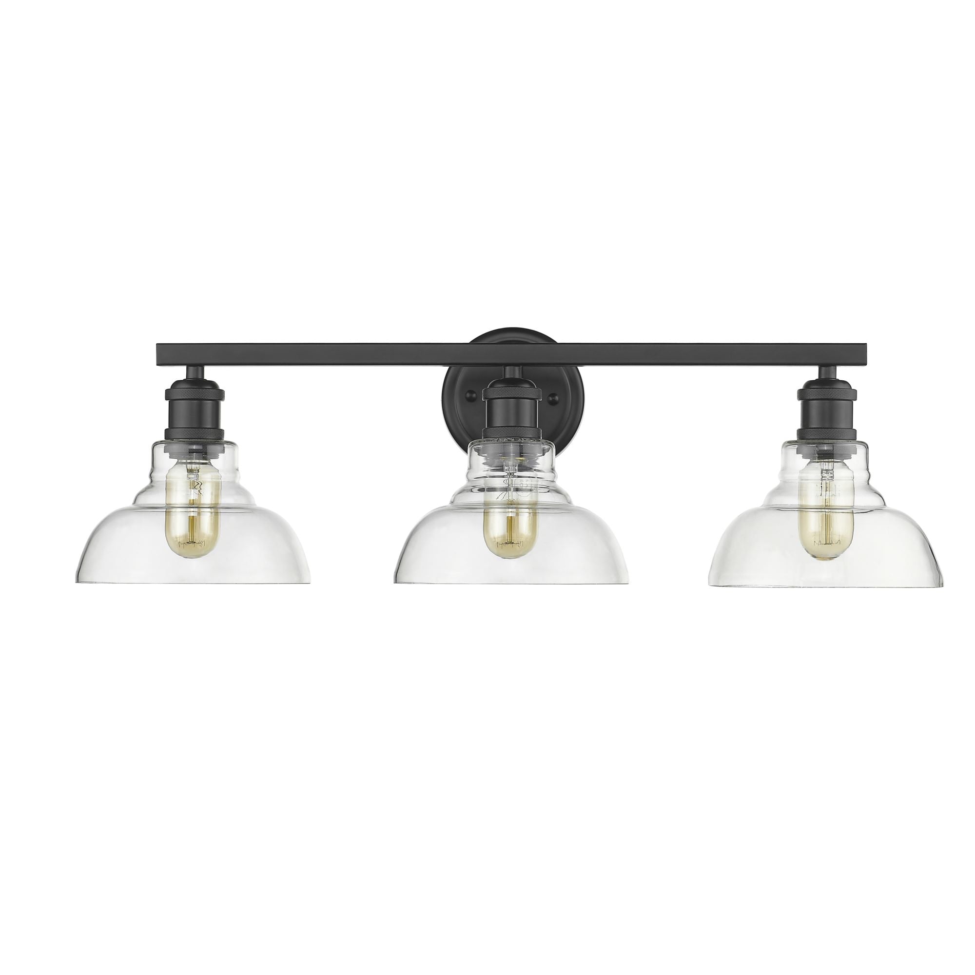 Carver 3-Light Bath Vanity in Matte Black with Clear Glass Shades - - Golden Lighting