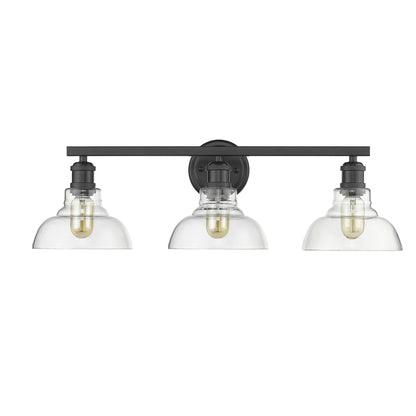 Yep by Golden Lighting Carver 3-light Vanity in Matte Black and Clear Glass - - Golden Lighting
