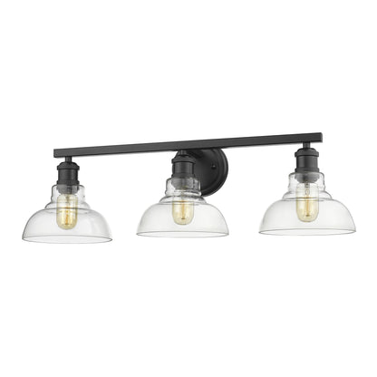 Yep by Golden Lighting Carver 3-light Vanity in Matte Black and Clear Glass - Default Title - Golden Lighting