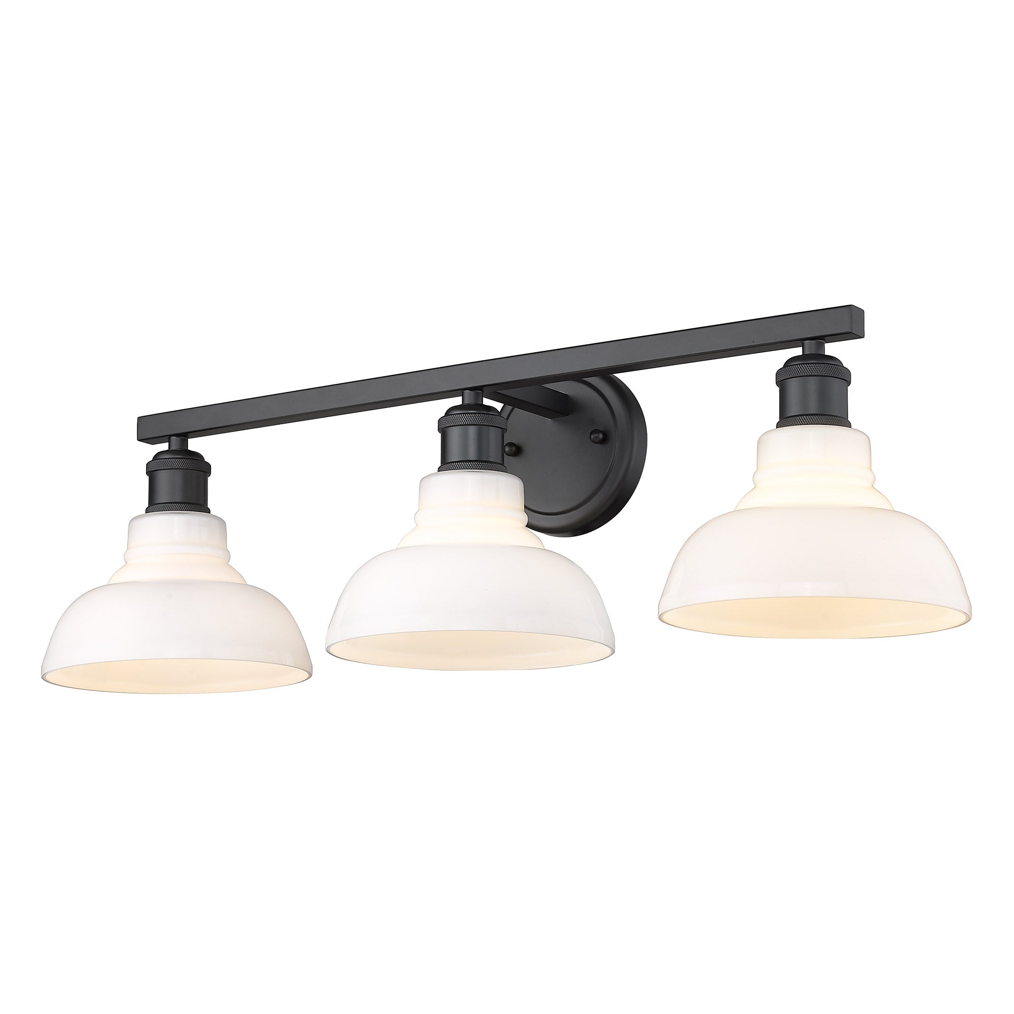 Yep by Golden Lighting Carver 3-light Vanity in Matte Black and Vintage Milk Glass - Default Title - Golden Lighting