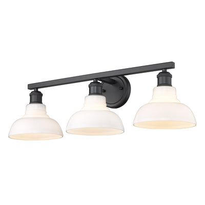 Yep by Golden Lighting Carver 3-light Vanity in Matte Black and Vintage Milk Glass - Default Title - Golden Lighting