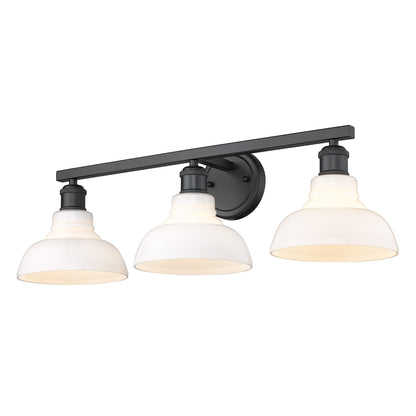Yep by Golden Lighting Carver 3-light Vanity in Matte Black and Vintage Milk Glass - Default Title - Golden Lighting