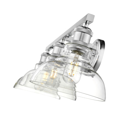 Carver 3-Light Bath Vanity in Chrome with Clear Glass Shades - Default Title - Golden Lighting