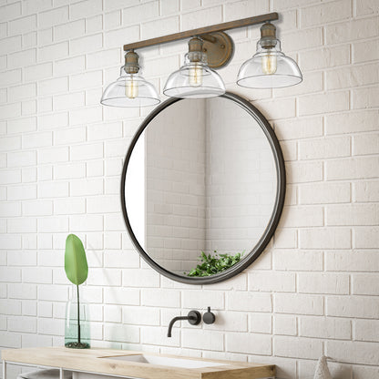 Carver 3 Light Bath Vanity in Copper Patina with Clear Glass Shade - Default Title - Golden Lighting