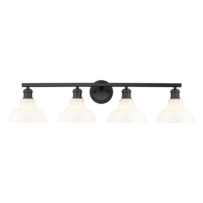 Yep by Golden Lighting Carver 4-light Vanity in Matte Black and Vintage Milk Glass - - Golden Lighting