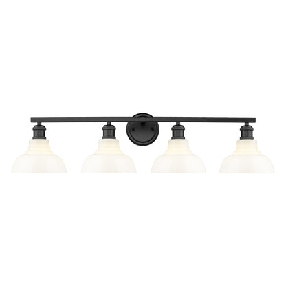 Yep by Golden Lighting Carver 4-light Vanity in Matte Black and Vintage Milk Glass - - Golden Lighting