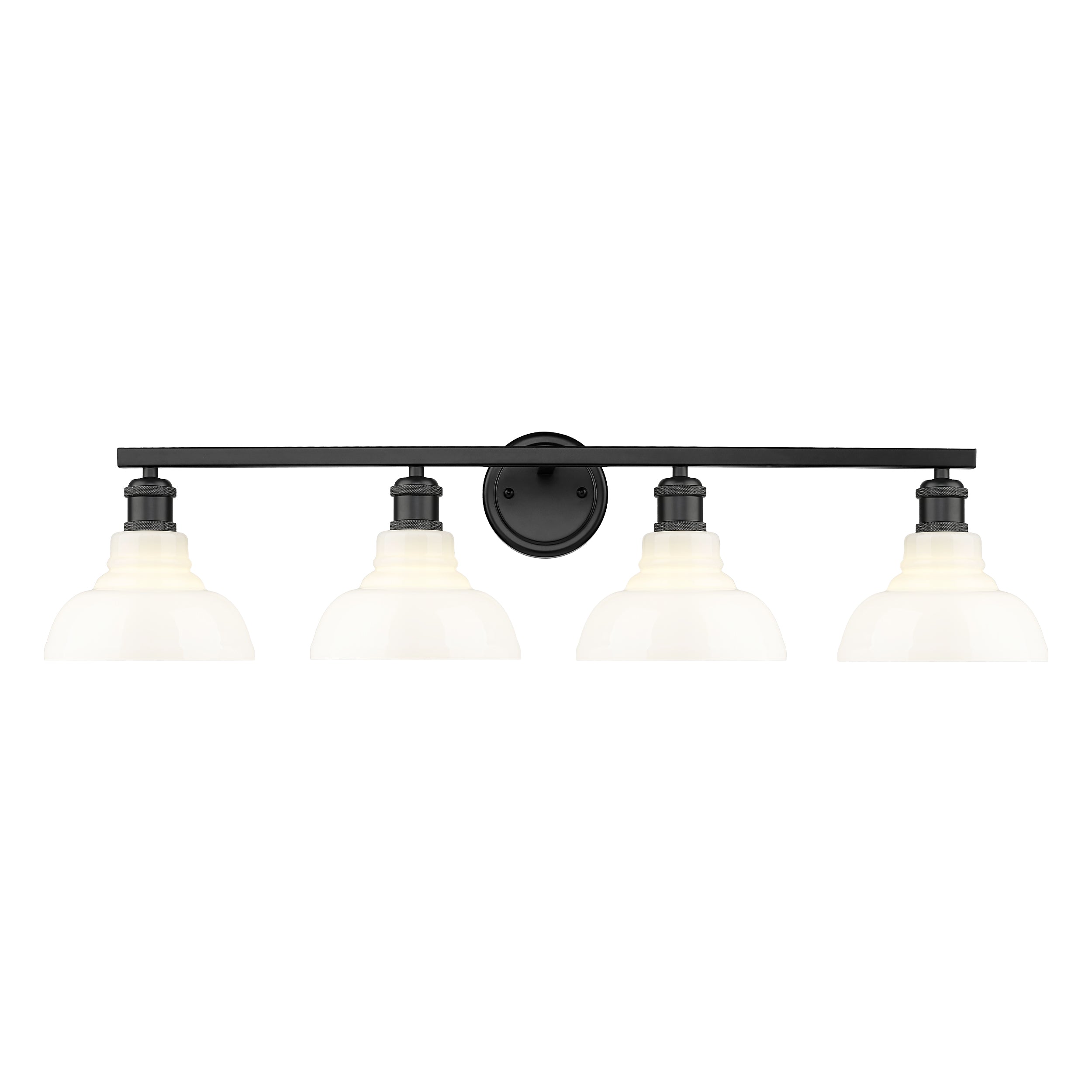 Carver 4-Light Vanity Light in Matte Black with Vintage Milk Glass - Matte Black / Vintage Milk Glass / White - Golden Lighting