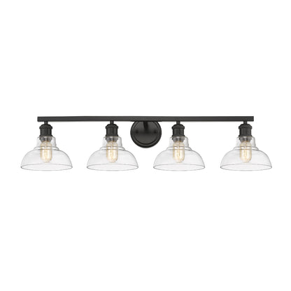 Yep by Golden Lighting Carver 4-light Vanity in Matte Black and Clear Glass