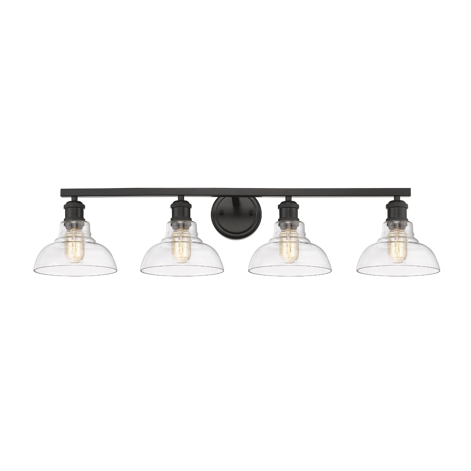 Carver 4-Light Bath Vanity in Matte Black with Clear Glass Shades - Matte Black / Clear Glass / Clear - Golden Lighting