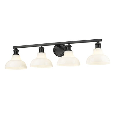 Yep by Golden Lighting Carver 4-light Vanity in Matte Black and Vintage Milk Glass - Default Title - Golden Lighting