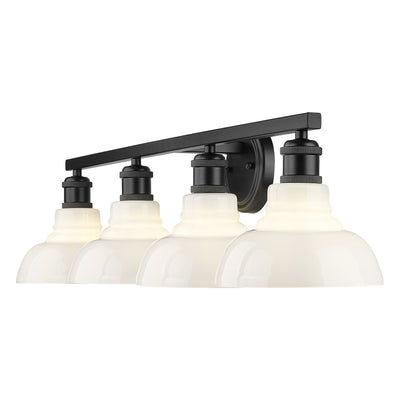 Yep by Golden Lighting Carver 4-light Vanity in Matte Black and Vintage Milk Glass - - Golden Lighting