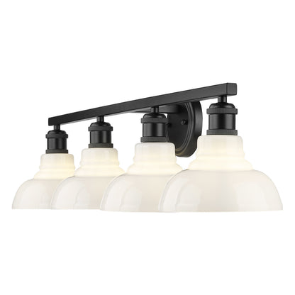 Yep by Golden Lighting Carver 4-light Vanity in Matte Black and Vintage Milk Glass - - Golden Lighting
