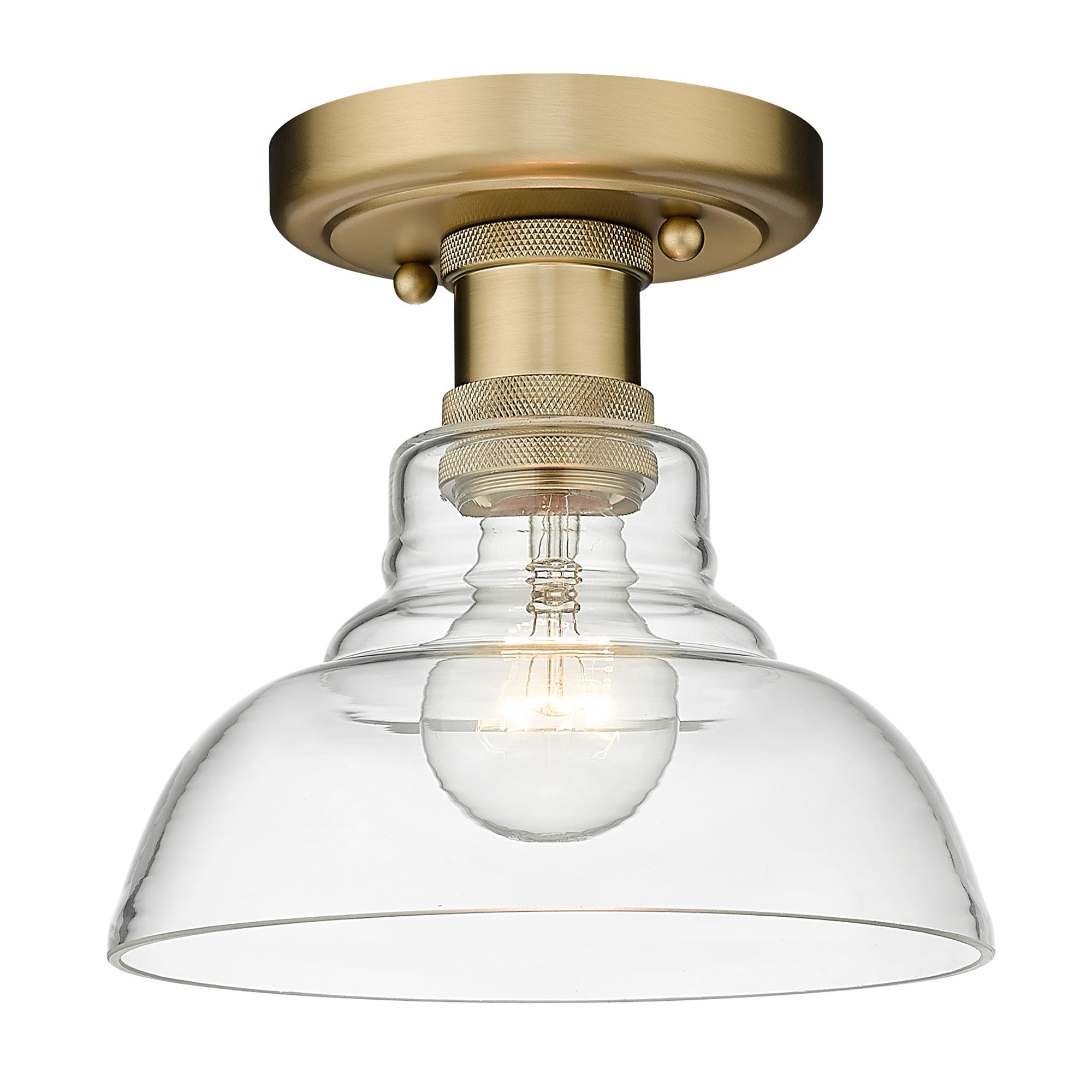 Carver BCB Flush Mount in Brushed Champagne Bronze with Clear Glass Shade - - Golden Lighting